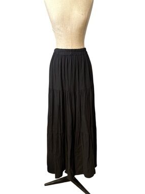 Diamond L Ranchwear Maxi Skirt XS Black Tiered Prairie Western Modest Made USA